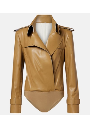 Norma Kamali Double-breasted PU bodysuit