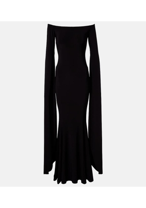 Norma Kamali Draped off-shoulder jersey gown