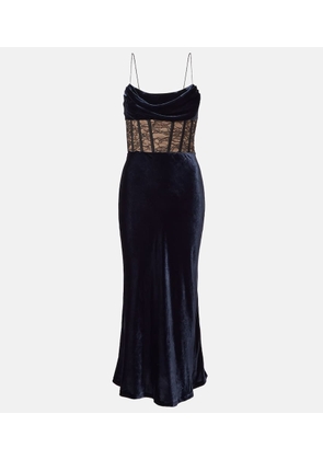 Rebecca Vallance Minerva lace-trimmed velvet bustier gown