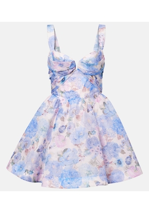 Zimmermann Rebellion floral draped linen and silk minidress