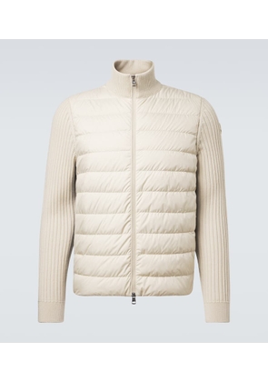 Moncler Down-paneled wool-trimmed zip-up cardigan