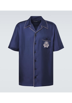 Dolce&Gabbana Logo silk satin bowling shirt