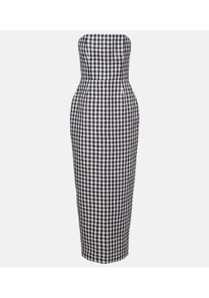 Posse Romeo gingham strapless linen maxi dress