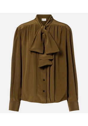 Saint Laurent Tie-neck silk crepe de chine blouse