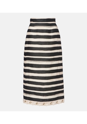 Zimmermann Rebellion striped linen midi skirt