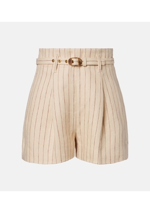 Zimmermann Striped belted linen shorts