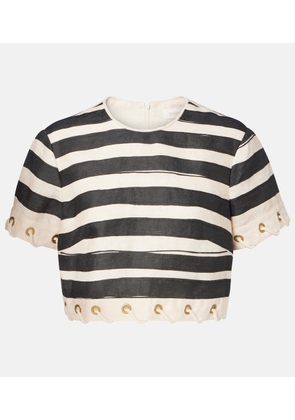 Zimmermann Rebellion striped linen crop top