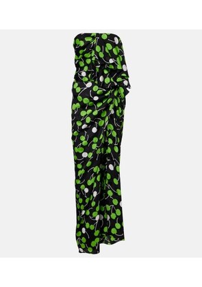 Saint Laurent Ruched printed silk gown
