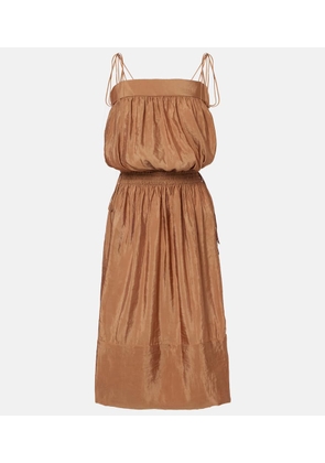 Saint Laurent Shirred chiffon satin midi dress