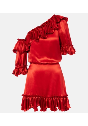 Saint Laurent Ruffled silk satin minidress