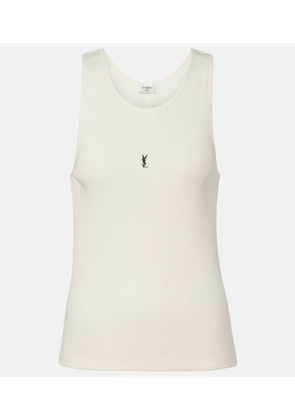 Saint Laurent Cassandre ribbed-knit cotton tank top