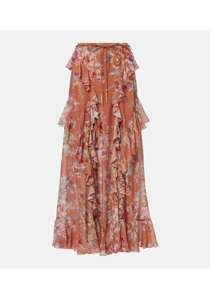 Zimmermann Awaken floral cotton and silk maxi skirt