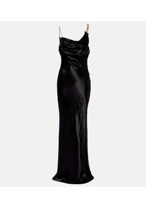 Balmain Chain-detail draped satin gown
