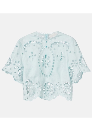 Zimmermann Awaken embroidered linen crop top