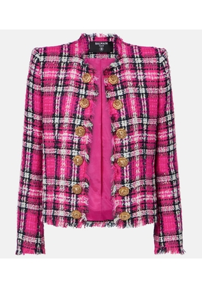 Balmain Checked cotton and wool-blend tweed jacket
