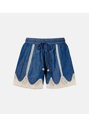 Zimmermann Awaken lace-trimmed denim shorts