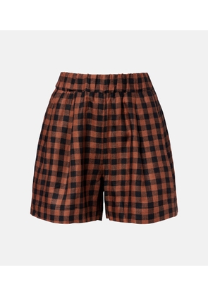 Asceno Checked linen shorts