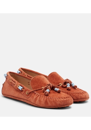Farm Rio Beaded suede boat shoes