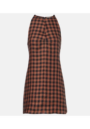 Asceno Antigua gingham linen minidress