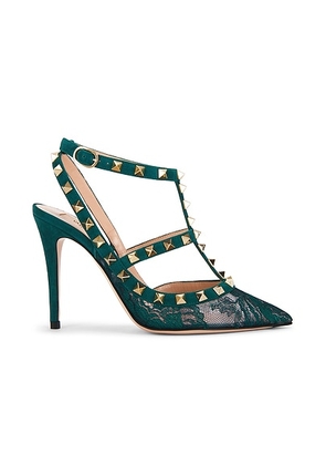 Valentino Garavani Rockstud Ankle Strap Pump in Marine Emerald & Antique Green - Green. Size 38.5 (also in ).