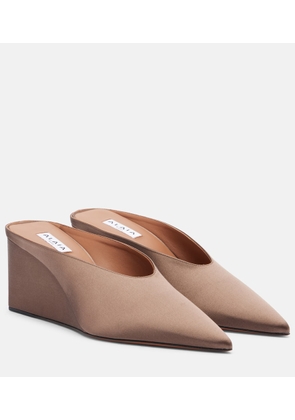 Alaia Cube satin wedge mules