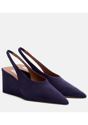Alaia Cube suede wedge slingback pumps