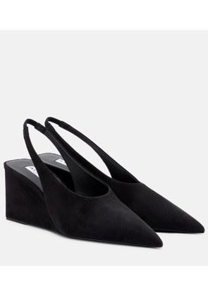 Alaia Cube 75 wedge slingback suede pumps