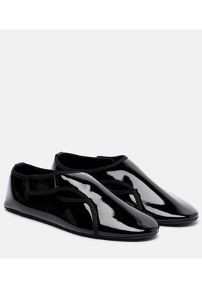 Alaia Criss Cross leather-trimmed ballet flats