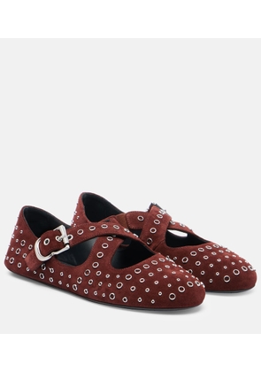 Alaia Embellished suede ballet flats