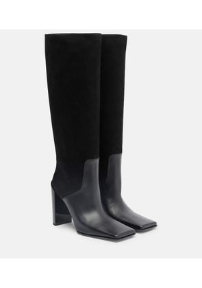 Alaia 90 leather and suede knee-high boots