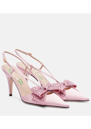 Valentino Garavani Bowow 85 embellished satin slingback pumps
