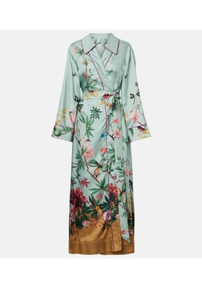 La DoubleJ Midnight floral silk wrap dress