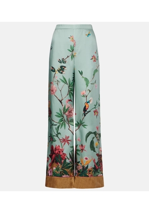 La DoubleJ Printed silk twill wide-leg pants