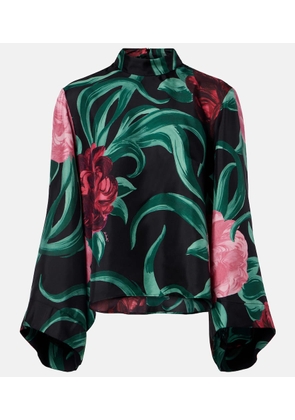La DoubleJ Make An Exit floral silk twill top