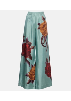 La DoubleJ Floral silk palazzo pants