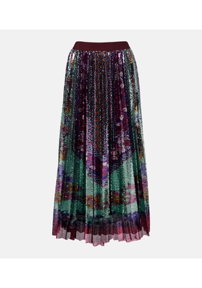 La DoubleJ Accordian pleated sequined midi skirt