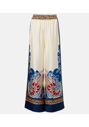 La DoubleJ Printed silk palazzo pants