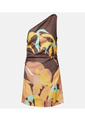 Faithfull Marga floral one-shoulder linen minidress