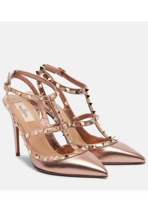 Valentino Garavani Rockstud 100 metallic leather pumps