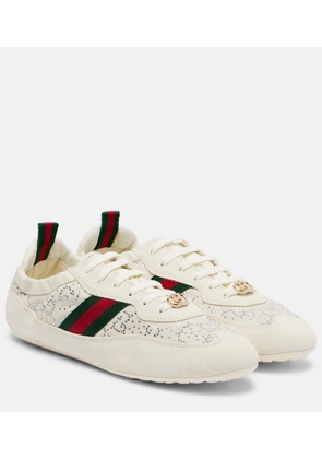 Gucci Gucci Shift embellished suede-trimmed sneakers