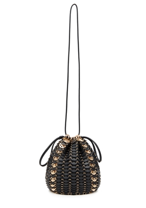 Rabanne Nano Disc Metal and Leather Bucket bag - Black - One Size