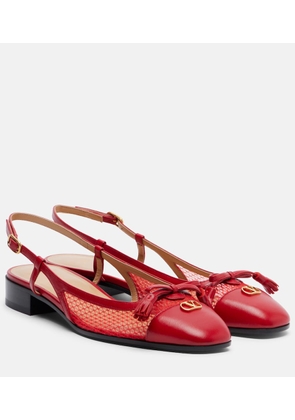Valentino Garavani Valet Du Roi leather and mesh slingback flats