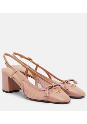 Valentino Garavani VLogo leather and mesh slingback pumps