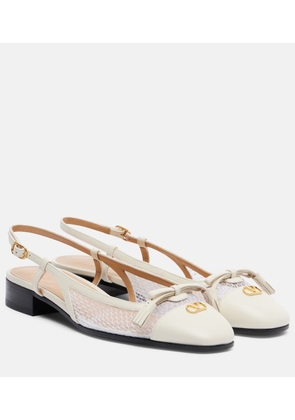 Valentino Garavani VLogo leather and mesh slingback flats