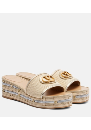 Valentino Garavani VLogo leather-trimmed espadrille slides
