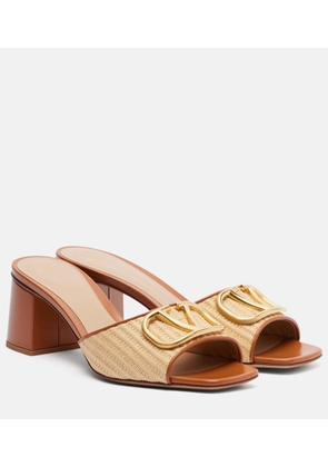 Valentino Garavani VLogo leather-trimmed raffia sandals