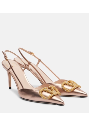 Valentino Garavani VLogo metallic leather slingback pumps