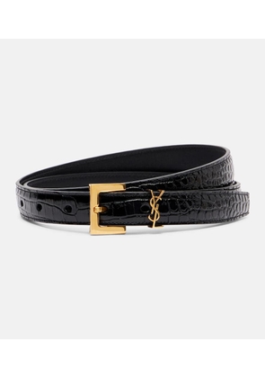 Saint Laurent Cassandre croc-effect leather belt