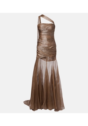 Maria Lucia Hohan Marimar one-shoulder silk bustier gown