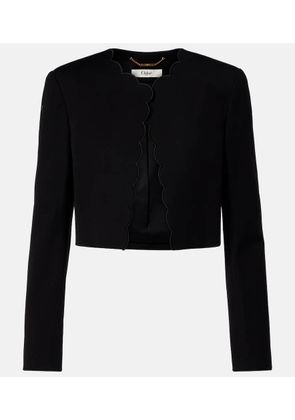 Chloe Scalloped cropped cotton velvet jacket